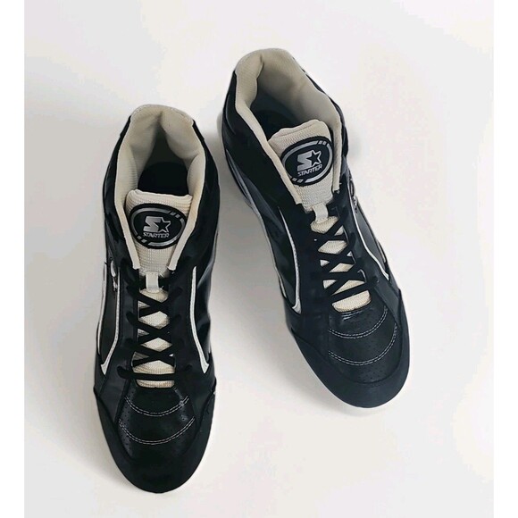 STARTER Fielder Mids Multisport Cleats Men's sz 12 Black & White  Pre-owned VGC - Picture 1 of 11